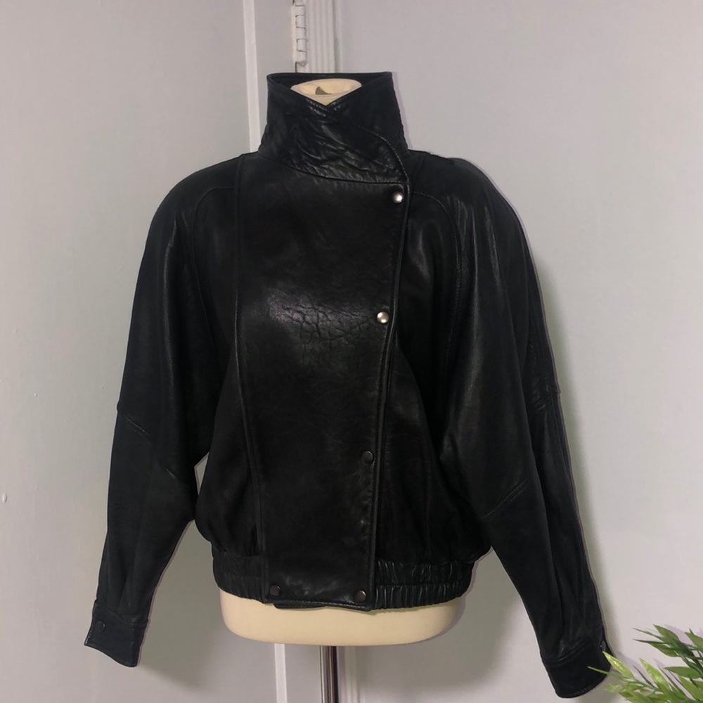 Vintage Leather Bomber Coat